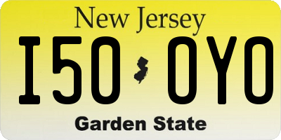 NJ license plate I50OYO