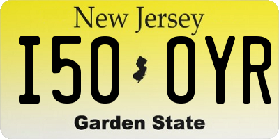 NJ license plate I50OYR