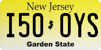 NJ license plate I50OYS