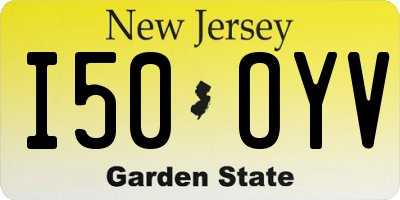 NJ license plate I50OYV