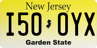 NJ license plate I50OYX