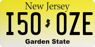 NJ license plate I50OZE