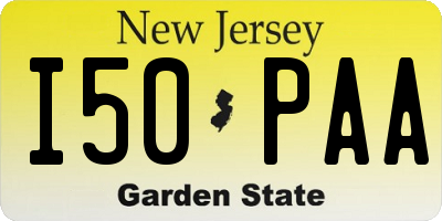 NJ license plate I50PAA
