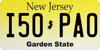 NJ license plate I50PAO