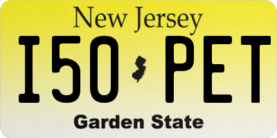 NJ license plate I50PET