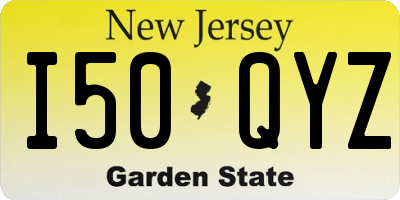 NJ license plate I50QYZ