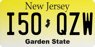 NJ license plate I50QZW