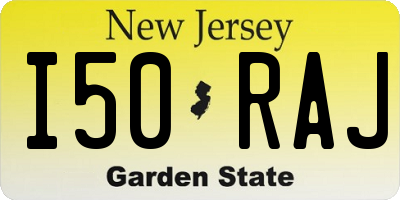 NJ license plate I50RAJ