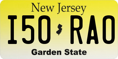 NJ license plate I50RAO
