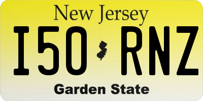 NJ license plate I50RNZ