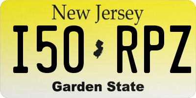 NJ license plate I50RPZ
