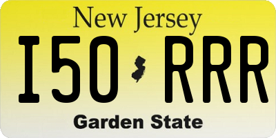 NJ license plate I50RRR