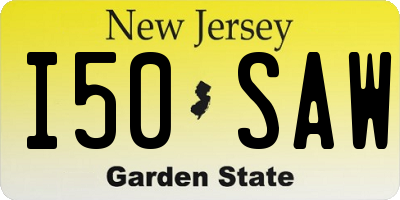 NJ license plate I50SAW