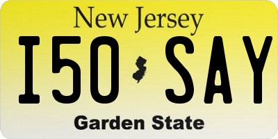 NJ license plate I50SAY