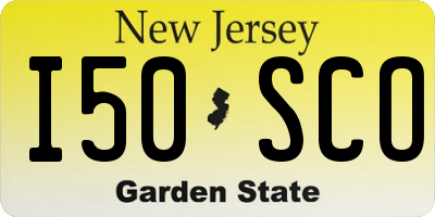 NJ license plate I50SCO