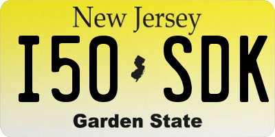 NJ license plate I50SDK