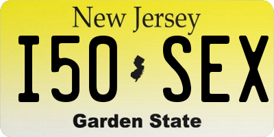 NJ license plate I50SEX