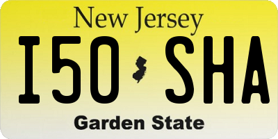 NJ license plate I50SHA