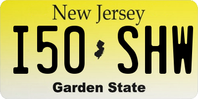 NJ license plate I50SHW