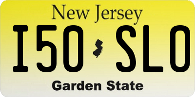 NJ license plate I50SLO