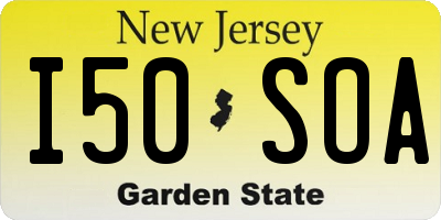 NJ license plate I50SOA
