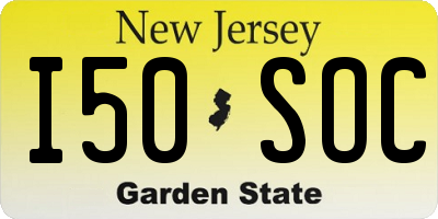 NJ license plate I50SOC