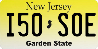 NJ license plate I50SOE