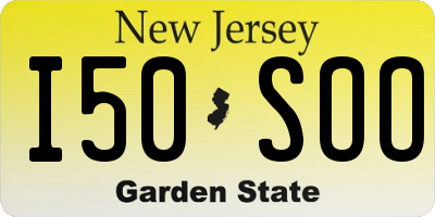 NJ license plate I50SOO