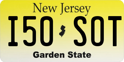 NJ license plate I50SOT