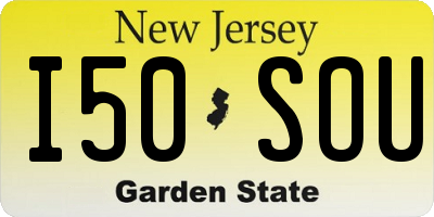 NJ license plate I50SOU