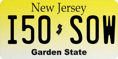 NJ license plate I50SOW