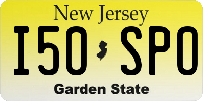 NJ license plate I50SPO