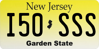 NJ license plate I50SSS