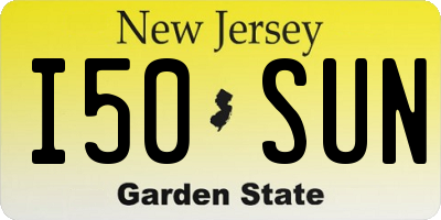 NJ license plate I50SUN