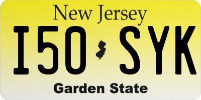 NJ license plate I50SYK