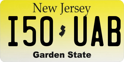 NJ license plate I50UAB