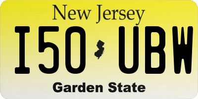 NJ license plate I50UBW