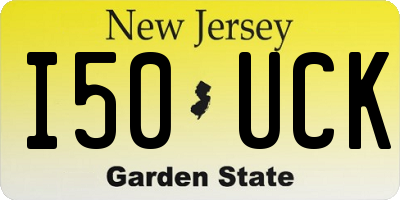 NJ license plate I50UCK