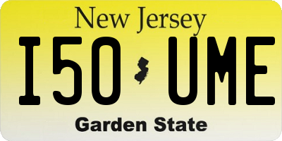 NJ license plate I50UME