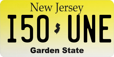 NJ license plate I50UNE
