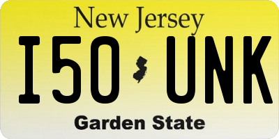 NJ license plate I50UNK