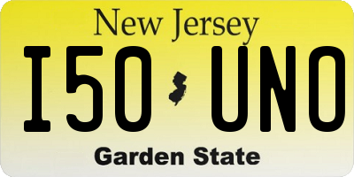 NJ license plate I50UNO