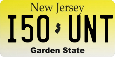 NJ license plate I50UNT