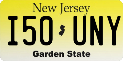 NJ license plate I50UNY