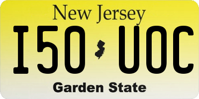 NJ license plate I50UOC