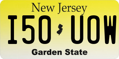 NJ license plate I50UOW