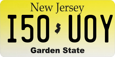 NJ license plate I50UOY