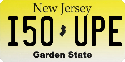NJ license plate I50UPE