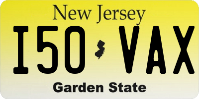 NJ license plate I50VAX
