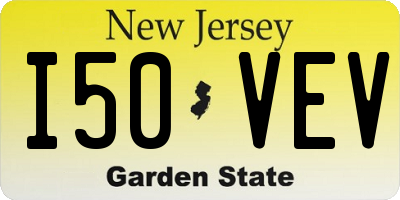 NJ license plate I50VEV